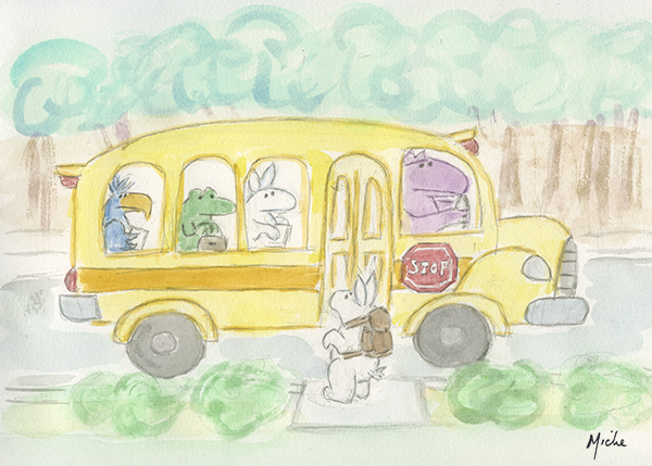 Drawing of Animals on School Bus - Changing Time